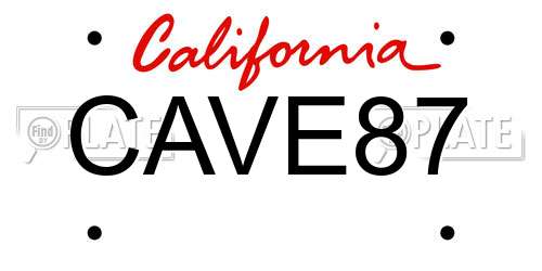 CAVE87 California License Plate