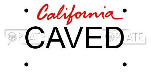CAVED California License Plate