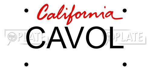 CAVOL California License Plate