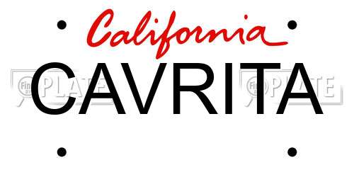 CAVRITA California License Plate