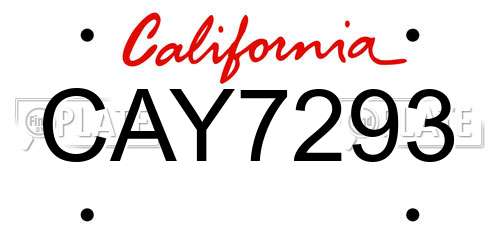 CAY7293 California License Plate