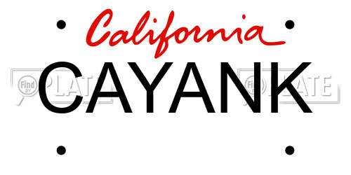 CAYANK California License Plate
