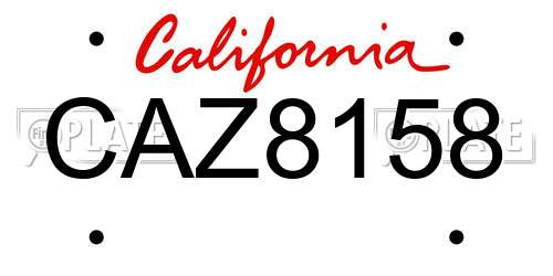 CAZ8158 California License Plate