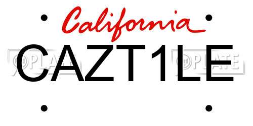 CAZT1LE California License Plate