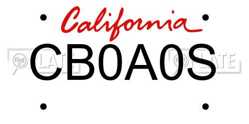 CB0A0S California License Plate