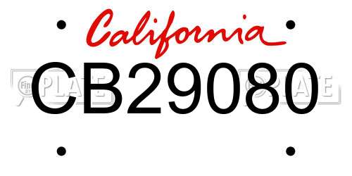 CB29080 California License Plate