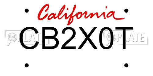CB2X0T California License Plate