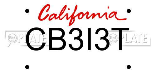 CB3I3T California License Plate