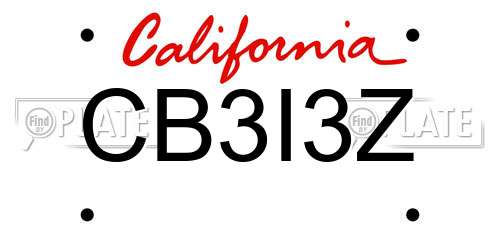 CB3I3Z California License Plate