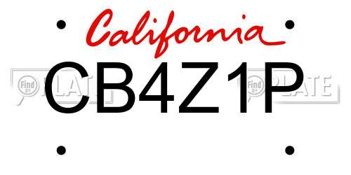CB4Z1P California License Plate