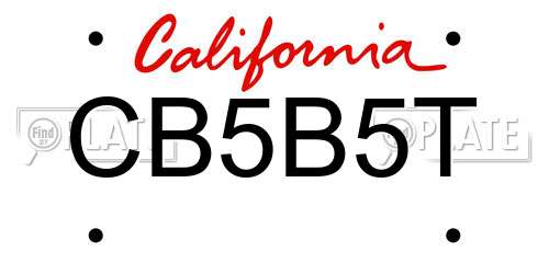 CB5B5T California License Plate