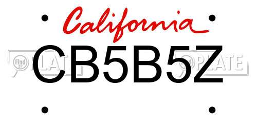 CB5B5Z California License Plate
