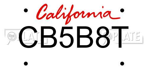 CB5B8T California License Plate