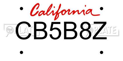 CB5B8Z California License Plate