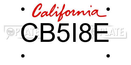 CB5I8E California License Plate