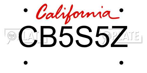 CB5S5Z California License Plate