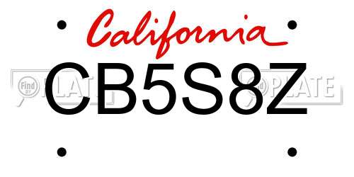 CB5S8Z California License Plate