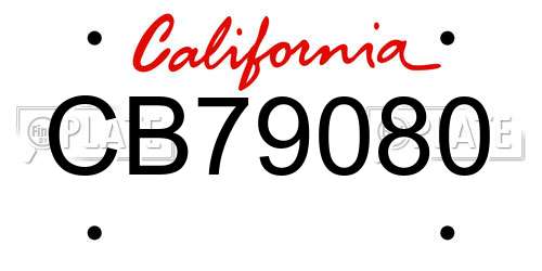 CB79080 California License Plate