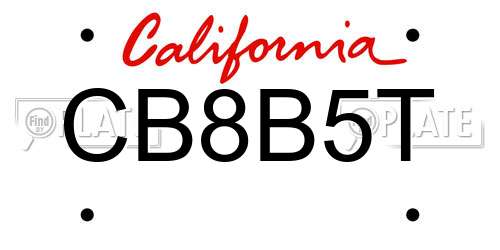 CB8B5T California License Plate