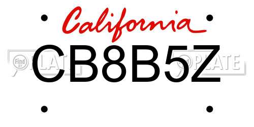 CB8B5Z California License Plate
