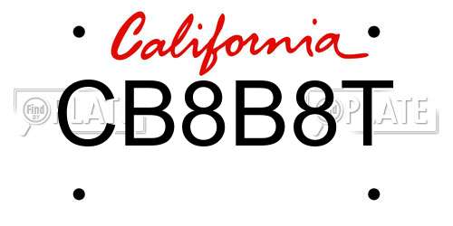 CB8B8T California License Plate