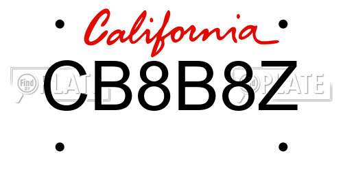 CB8B8Z California License Plate