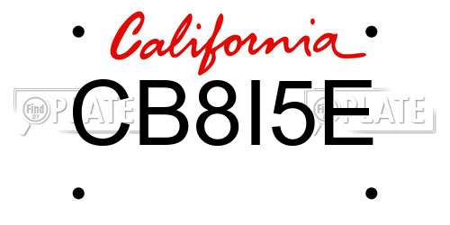 CB8I5E California License Plate