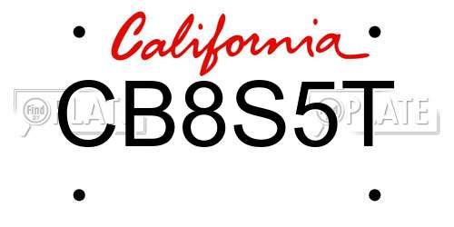CB8S5T California License Plate