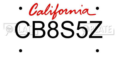 CB8S5Z California License Plate