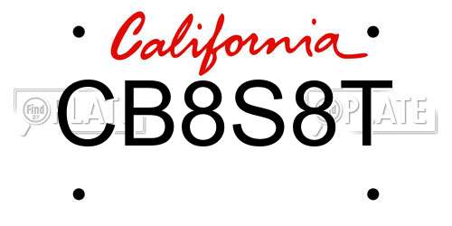 CB8S8T California License Plate