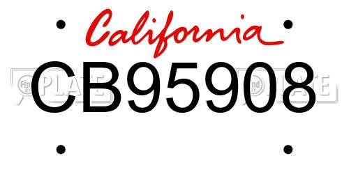 CB95908 California License Plate