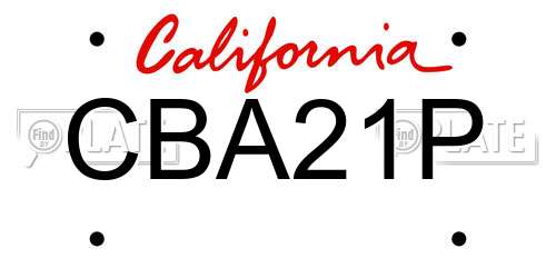 CBA21P California License Plate