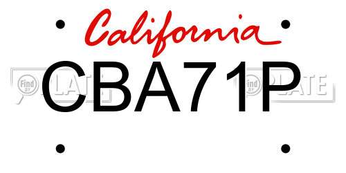 CBA71P California License Plate
