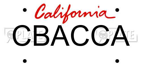 CBACCA California License Plate