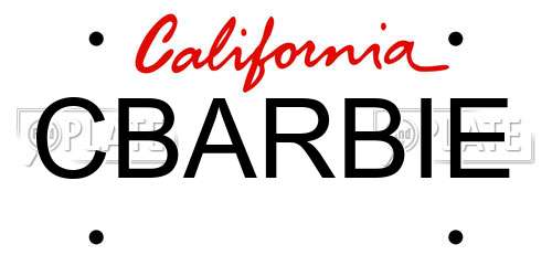 CBARBIE California License Plate