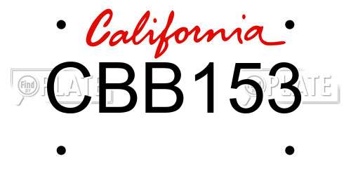 CBB153 California License Plate
