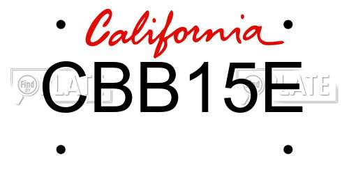 CBB15E California License Plate