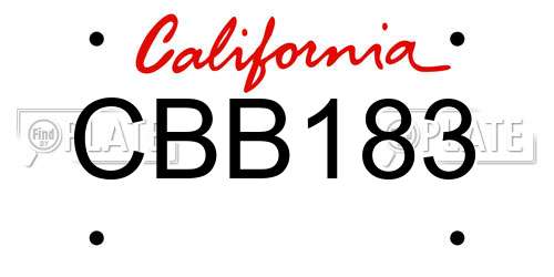 CBB183 California License Plate