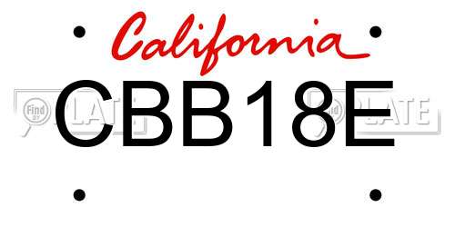 CBB18E California License Plate