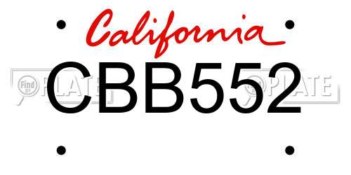 CBB552 California License Plate