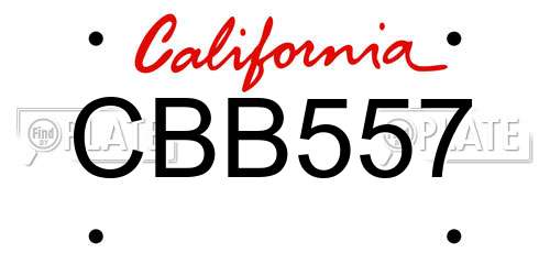 CBB557 California License Plate