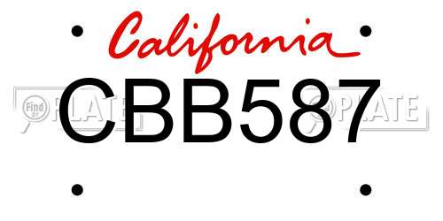 CBB587 California License Plate