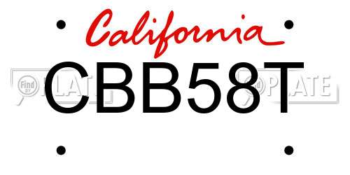 CBB58T California License Plate