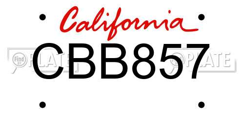 CBB857 California License Plate