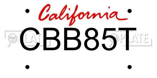 CBB85T California License Plate