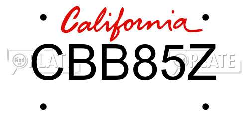CBB85Z California License Plate