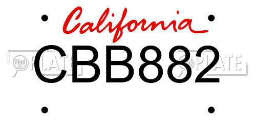CBB882 California License Plate