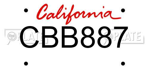 CBB887 California License Plate