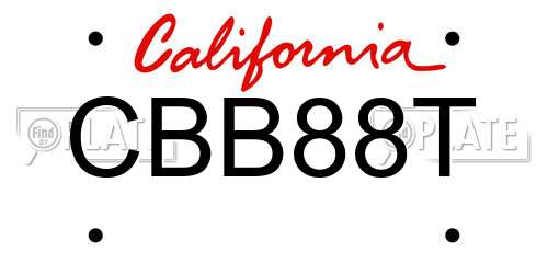 CBB88T California License Plate