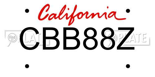 CBB88Z California License Plate